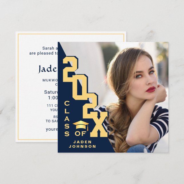 Invitación Moderna fiesta de graduación de FOTO de grado (Anverso / Reverso)