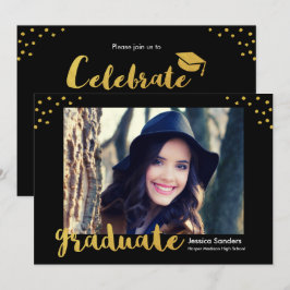 Invitación Moderna fiesta de graduación de fotografía con dec