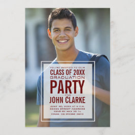 Invitación Moderna fiesta de graduación de fotografía masculi