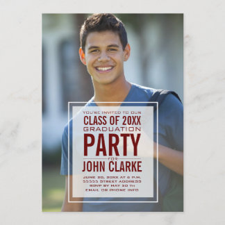 Invitación Moderna fiesta de graduación de fotografía masculi