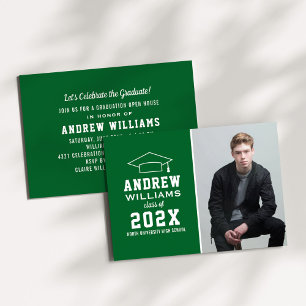 Invitación Moderna fiesta de graduación de fotografía verde