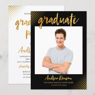 Invitación Moderna fiesta de graduación de fotografías en Bla