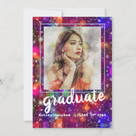 Invitación Moderna fiesta de graduación de fotograma Rosa #2