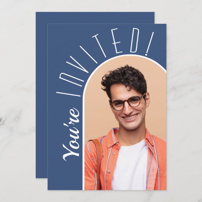 Invitación Moderna fiesta de graduación de fotos (Anverso / Reverso)