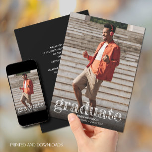 Invitación Moderna fiesta de graduación de fotos