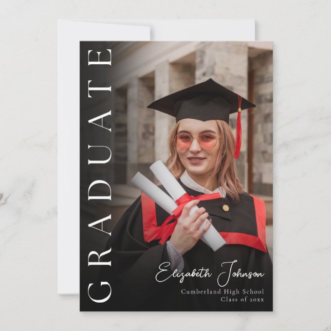 Invitación Moderna fiesta de graduación de fotos (Anverso)