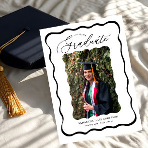 Invitación Moderna fiesta de graduación de fotos con guión on