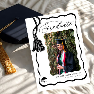 Invitación Moderna fiesta de graduación de fotos con guión on