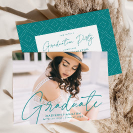 Invitación Moderna fiesta de graduación de fotos con guión Ve