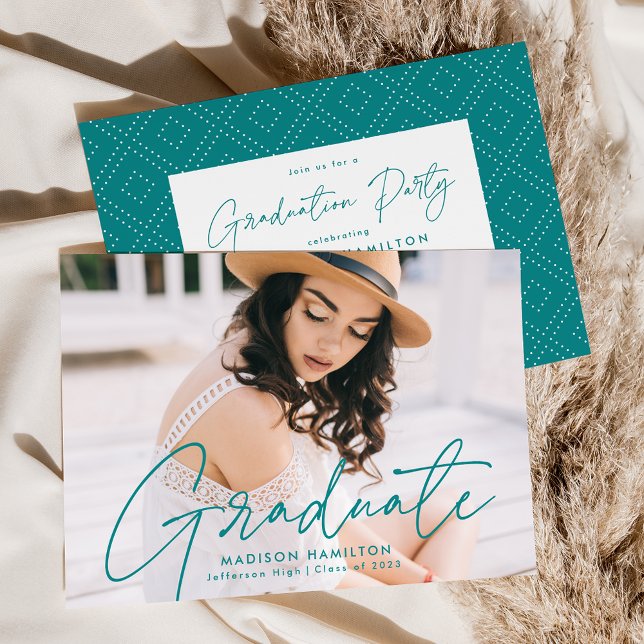Invitación Moderna fiesta de graduación de fotos con guión Ve (Subido por el creador)
