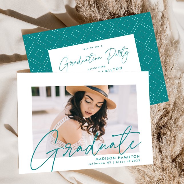 Invitación Moderna fiesta de graduación de fotos con guión Ve (Subido por el creador)