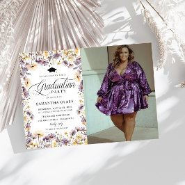 Invitación Moderna fiesta de graduación de fotos de flores si