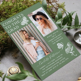 Invitación Moderna fiesta de graduación de fotos de mariposa 