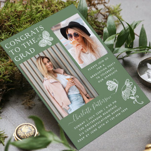 Invitación Moderna fiesta de graduación de fotos de mariposa 