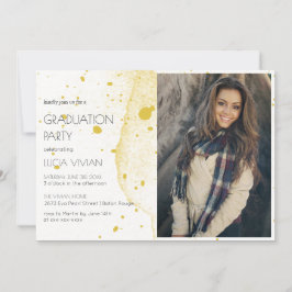 Invitación Moderna fiesta de graduación de fotos de oro