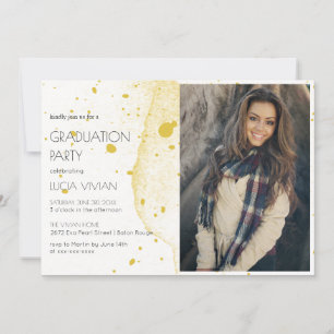 Invitación Moderna fiesta de graduación de fotos de oro