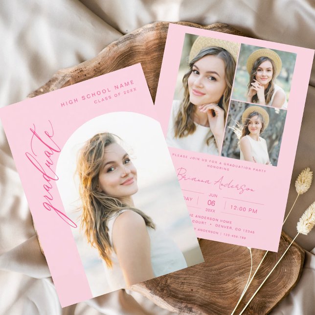 Invitación Moderna fiesta de graduación de fotos del Arco Ros (Subido por el creador)