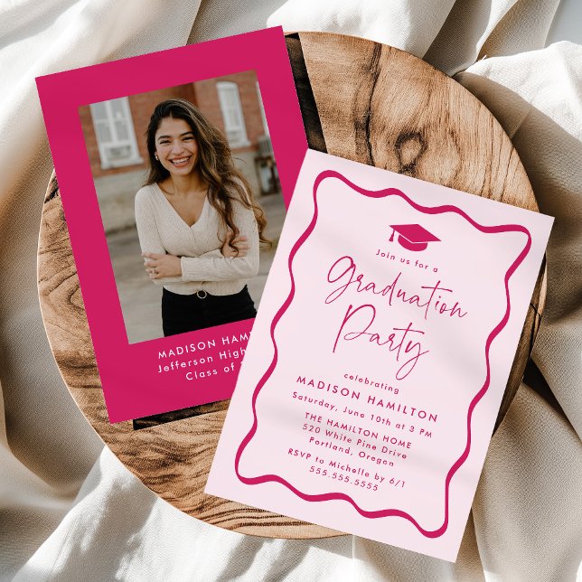 Invitación Moderna fiesta de graduación de fotos en marcos on (Subido por el creador)