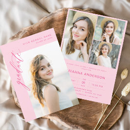 Invitación Moderna fiesta de graduación de fotos en rosa cali
