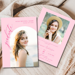 Invitación Moderna fiesta de graduación de fotos en rosa cali