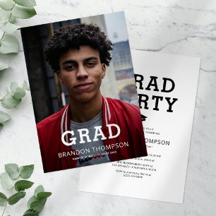 Invitación Moderna fiesta de graduación de fotos simplista