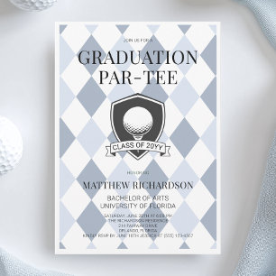 Invitación Moderna Fiesta de Graduación de Golf con Estilo Az