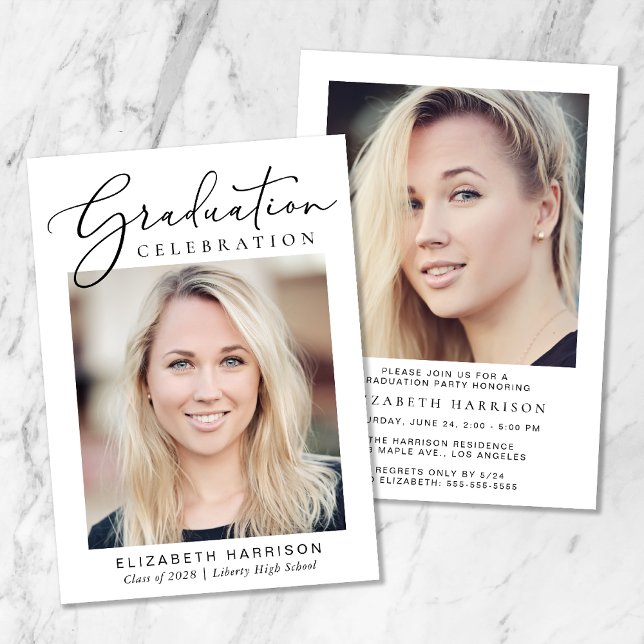 Invitación Moderna fiesta de graduación de guiones fotográfic (Subido por el creador)