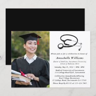 Invitación Moderna fiesta de graduación de Médica de foto MD