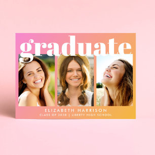 Invitación Moderna fiesta de graduación de Naranjas rosados