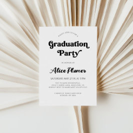 Invitación Moderna fiesta de graduación de tipografía negra