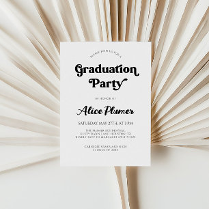 Invitación Moderna fiesta de graduación de tipografía negra