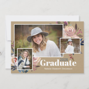 Invitación Moderna fiesta de graduación de tres imágenes acuá
