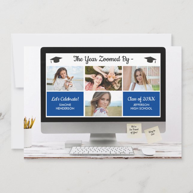 Invitación Moderna fiesta de graduación divertida de Collage  (Anverso)