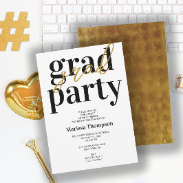 Invitación Moderna fiesta de graduación en negro y oro