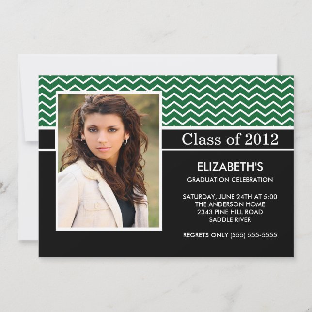 Invitación Moderna fiesta de graduación fotográfica Chevron G (Anverso)