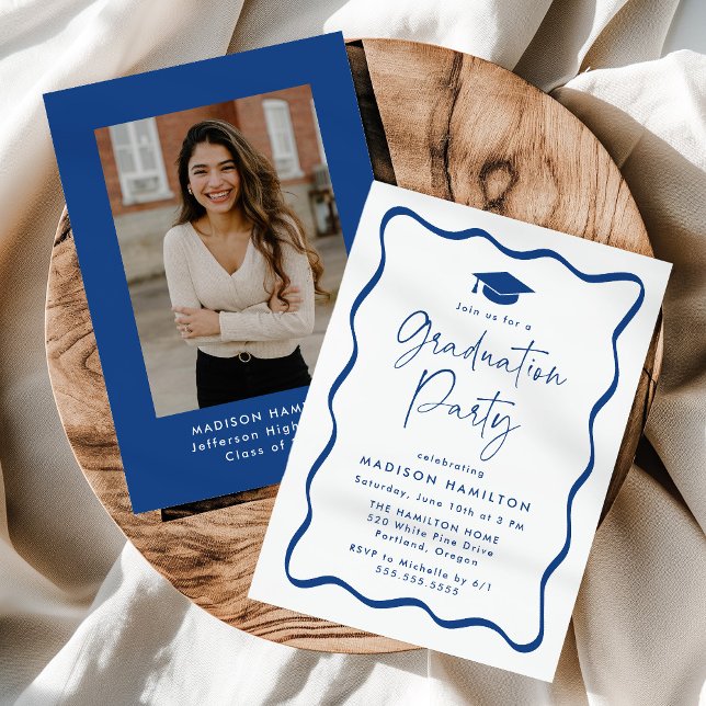 Invitación Moderna fiesta de graduación fotográfica con marco (Subido por el creador)