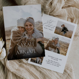 Invitación Moderna fiesta de graduación fotográfica de doble 