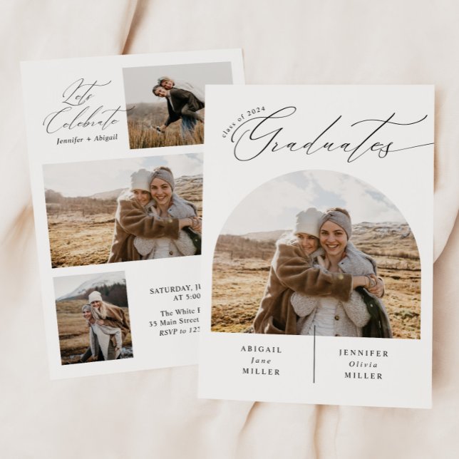 Invitación Moderna fiesta de graduación fotográfica de doble  (Subido por el creador)