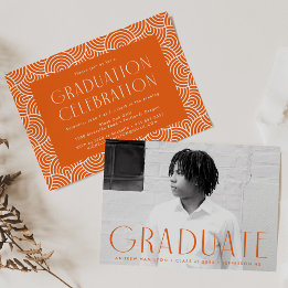 Invitación Moderna fiesta de graduación fotográfica de Naranj