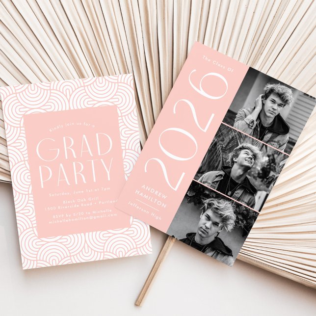 Invitación Moderna fiesta de graduación fotográfica Rubor 3 2 (Subido por el creador)
