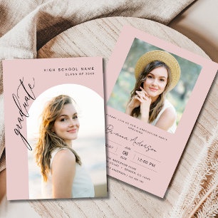 Invitación Moderna fiesta de graduación fotográfica Rubor Pin