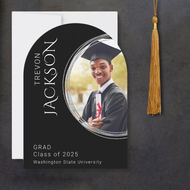 Invitación Moderna fiesta de graduación masculina de foto neg (Subido por el creador)
