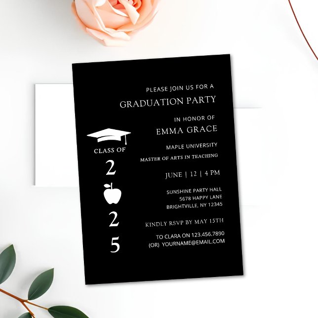Invitación Moderna fiesta de graduación mínima de docentes (teacher graduation invitations, teacher graduation invites, teacher graduation party invitations, te)