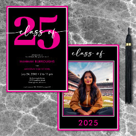 Invitación Moderna fiesta de graduación mínima de guiones ros