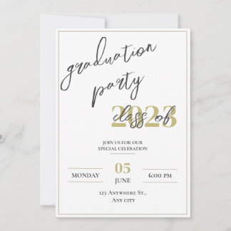 Invitación Moderna fiesta de graduación minimalista