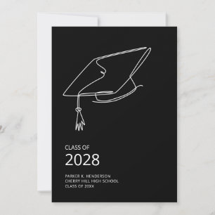 Invitación Moderna fiesta de graduación Minimalista negra