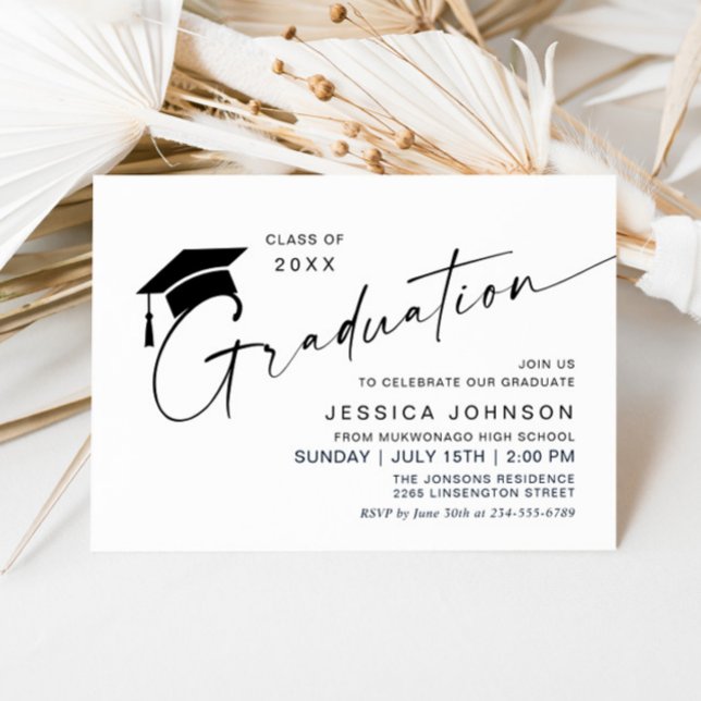 Invitación Moderna fiesta de graduación Minimalista simple (Subido por el creador)