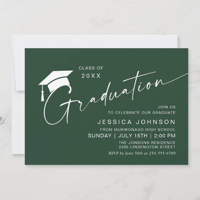 Invitación Moderna fiesta de graduación Minimalista simple (Anverso)