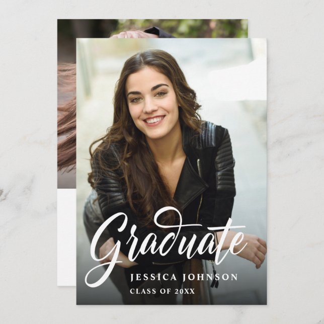 Invitación Moderna Fiesta de Graduación Minimalista Simple 2  (Anverso / Reverso)