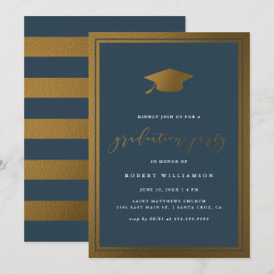 Invitación Moderna Fiesta de Graduación Naval y de Oro